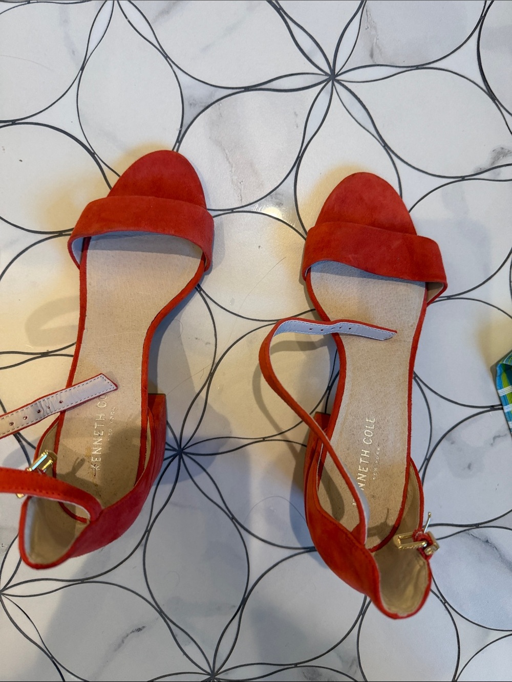 Kenneth Cole Red Suede Open-Toe Ankle-Strap Sandals